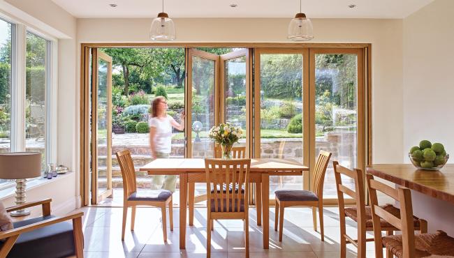 Centor 205 Integrated bifold door with solid timber interior